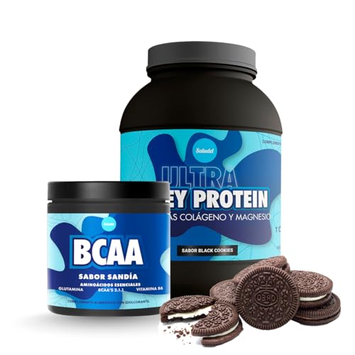 Pack Proteínas Whey Sabor a Galleta Oreo 1Kg + BCAA | Proteína en Polvo para Recuperacíon y Desarrollo Muscular | Aminoácidos esenciales + Glutamina Natural + Vitamina B6