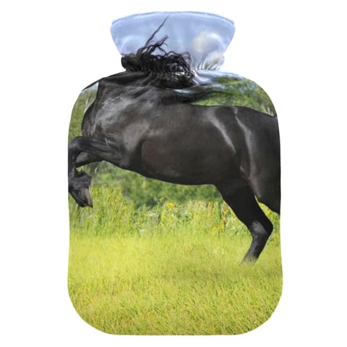 ISAOA Black Friesian Horse on The Meadow Bolsa de agua caliente, S