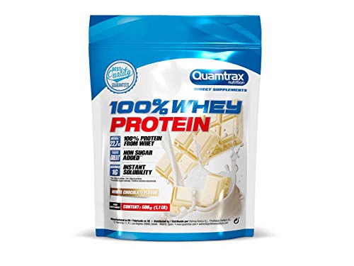 Quamtrax Nutrition - 100% Whey protein - Choco white - 500 gr - Rico en Aminoácidos que ayudan la Recuperación Muscular después del entrenamiento.