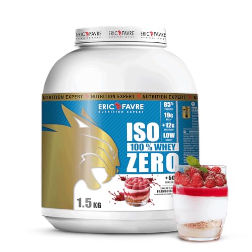 ISO WHEY ZERO 100% Pure Protein - Pure Whey Protein Isolate es sabroso y sirve para ganar masa muscular - Rápidamente asimilable - 1,5 kg - Laboratorio Francés Eric Favre (Frambuesa)