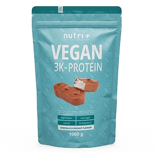 Nutri + Vegan Coco & Chocolate Protein Powder 1kg - 3k Batido de Proteínas de Origen Vegetal - sin Lactosa 1000g Proteínas en Polvo