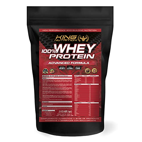 100% Whey Protein King Nutrition Proteina Concetrada 80% (Fresa, 1kg)