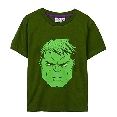 Camiseta Infantil de Hulk - Color Negro y Verde - Talla 9 Años - Camiseta de Manga Corta Elaborada con Algodón 100% - Estampado de Hulk - Producto Original Diseñado en España