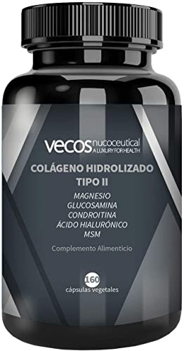 Colágeno Hidrolizado Tipo II - 160 Cápsulas Vegetales - Ayuda a Prevenir el Dolor y la Inflamación en las Articulaciones - Efecto Antiinflamatorio y Antioxidante - Complemento Alimenticio