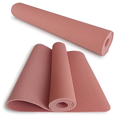 NAWA Home & Work - Esterilla Yoga Antideslizante | Absorbente del Sudor | Protege Articulaciones | Control Extensión Movimientos | 183x80cm, Color Rosa, Elastómeros Termoplásticos.