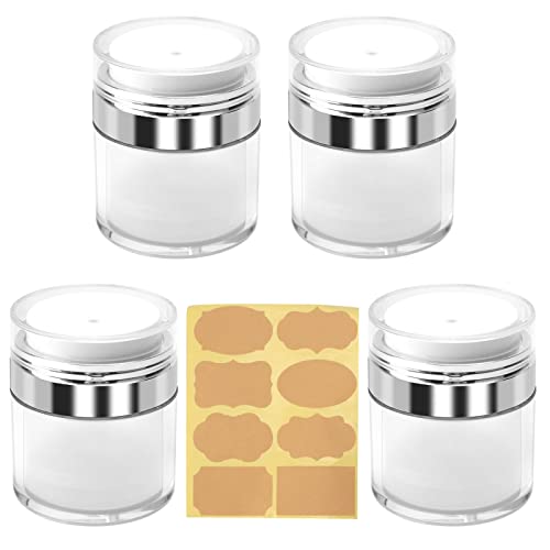 4PCS Frascos Airless Pump Tarros con Bomba Sin Aire Dispensador de Crema Facial Contenedor de Cosmeticos al Vacío Botes Acrílico Tarros de Maquillaje para Viaje 50ml