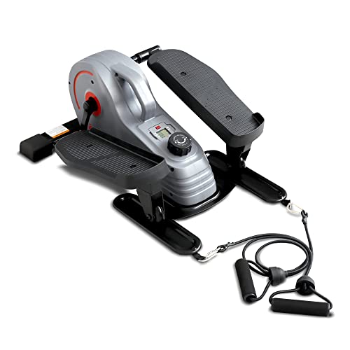 Sunny Health & Fitness Pedalier elíptico magnético de sobremesa totalmente montado, ejercitador portátil de pies y piernas con pedales