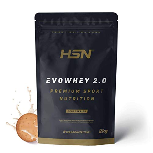 Concentrado de Proteína de Suero de HSN Evowhey Protein 2.0 | Sabor Galleta 2 Kg = 67 Tomas por Envase | Whey Protein Concentrate | No-GMO, Vegetariano, Sin Gluten ni Soja