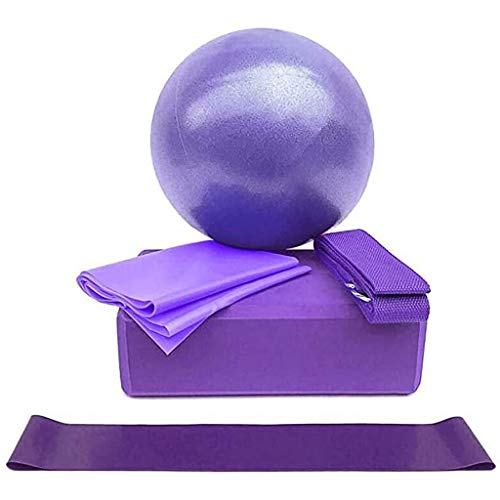 Clicitina 5pcs Kit Yoga Set Yoga Equipment Fitness & Yoga Equipment Pilates Asiento (Purple, One Size)