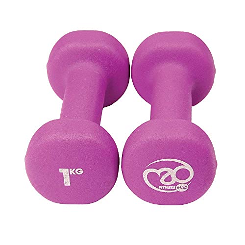 Fitness Mad Neo - Set de 2 Mancuernas / pesas de 1kg/u, color purpura