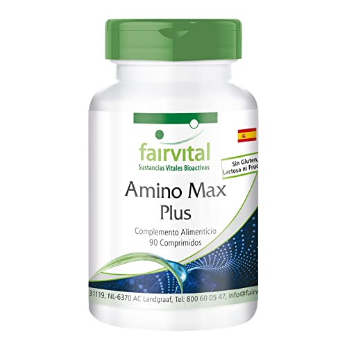 Fairvital | Amino Max Plus - complejo de aminoácidos - vegetariano - 90 Comprimidos - contiene 13 aminoácidos esenciales - Calidad Alemana