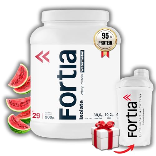 FORTIA Proteina Isolada 100% | Proteinas para Masa Muscular - Whey Protein Isolate | Proteina en Polvo - Materias Primas Europeas de Primera Calidad | 100% Isolate para Atletas (Sandía, 900 g)