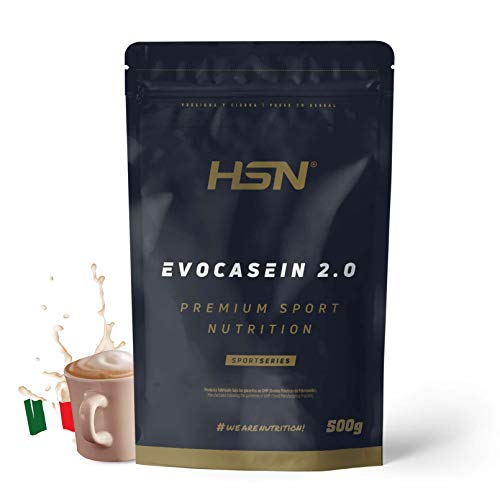 HSN Caseína Micelar Evocasein 2.0 | Capuchino 500 g = 17 Tomas por Envase | Proteína Lenta Digestión para Antes de Dormir | Recuperador Muscular Nocturno | No-GMO, Vegetariana, Sin Gluten