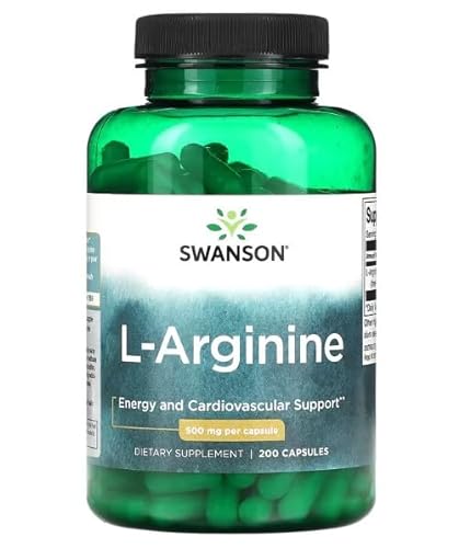 Swanson L-Arginina 500mg - Suplemento para Mejorar Rendimiento Deportivo y Salud Cardiovascular - 200 Cápsulas