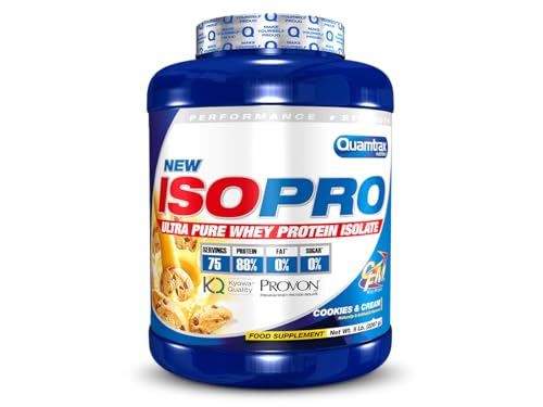 Quamtrax Nutrition - Isopro CFM Proteína Whey - Suero de leche + Aislado en Polvo - De Banana, 907 gr (Cookies & Cream, 2266gr)
