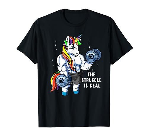 Unicorn Weightlifting camiseta - Rainbow Unicorn Gym Mujeres Camiseta