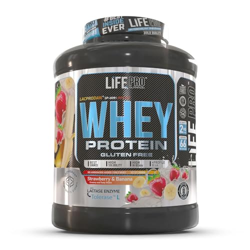 Life Pro Whey 2Kg | Suplemento Deportivo, 78% Proteína de Concentrado de Suero, Protege Tejidos, Anticatabolismo, Crecimiento Muscular y Facilita Períodos de Recuperación (Strawberry Banana)