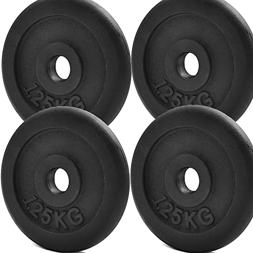 KK Juego de discos de pesas de hierro fundido de 1 pulgada, 2 discos de pesas de 2.5 kg, 5 kg o 10 kg. Platos de mancuernas para entrenamiento en casa o gimnasio o levantamiento de pesas. (4x1.25 kg)