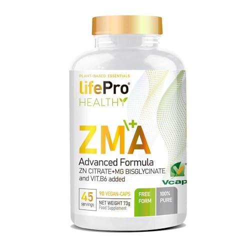 Life Pro Healthy ZMA 90 Cápsulas | Suplementos con Glicinato de Magnesio | Citrato de Zinc y Vitamina B6 | Aumenta Volumen Masa Magra | Mejora Rendimiento y Recuperación | Aumenta Testosterona