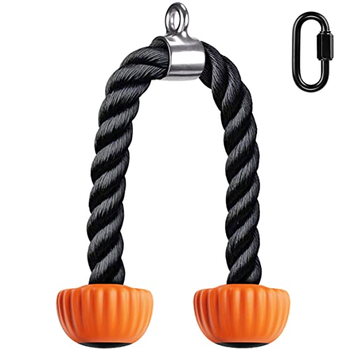 SELEWARE Gym Tricep Rope Cable Machine Accesorios, Universal Tricep Rope para sistema de polea Home Gym Fitness Training (naranja, 28 pulgadas)
