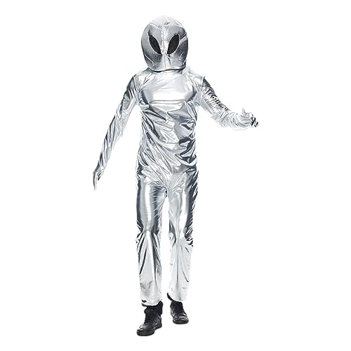 PEKMAR extraterrestre adulto | Body cuerpo completo Space Party para espectáculo | Silver Space Party Funny UFO Space Alien Body para juego rol