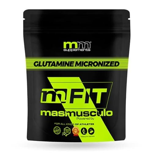 MASMUSCULO - MM Fit Line - Glutamina Micronizada - Suplemento en Polvo - 500 g - Favorece la Recuperación Muscular - Ayuda al Sistema Inmunitario - Bote para 3 Meses