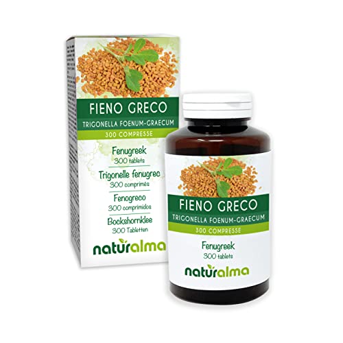 Fenogreco o Alholva (Trigonella foenum-graecum) semillas Naturalma | 150 g | 300 comprimidos de 500 mg | Complemento alimenticio | Natural y Vegano