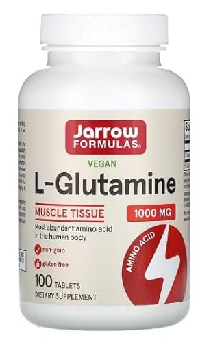 Jarrow Formulas L-Glutamina, 1000mg - 100 tabletas, Suplemento para Recuperación Muscular y Sistema Inmunológico