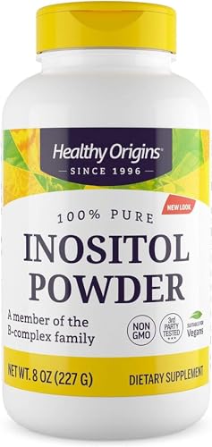 Healthy Origins, Inositol Powder, 600mg, 227g de Polvo vegano, Probado en Laboratorio, Vitamina B8, Sin Gluten, Sin Soja, Vegetariano