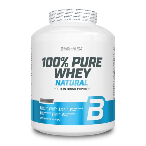 BioTechUSA 100% Pure Whey | Proteína en Polvo con BCAA y Glutamina | Sin Gluten, Sin Aceite de Palma, 2.27 kg, Neutro