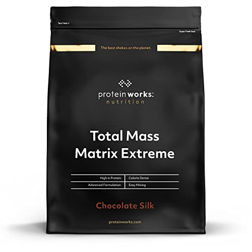 THE PROTEIN WORKS Total Mass Matrix Extreme Protein Powder, Masa Muscular, Alto en Calorías para Ganar Masa, con Glutamina, Creatina y Vitaminas, Suave, Chocolate, 2.12 Kg