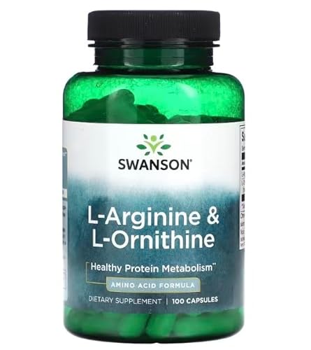 Swanson L-Arginina y L-Ornitina - Suplemento para Mejorar Rendimiento Físico y Recuperación Muscular - 100 Cápsulas