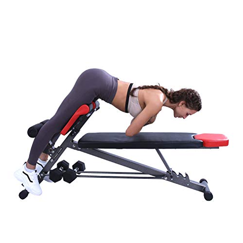 Banco de pesas multifuncional Finer Form: ajustable para levantamiento de pesas, extensiones de espalda y abdominales. Úselo como silla romana, banco plano o en cuclillas