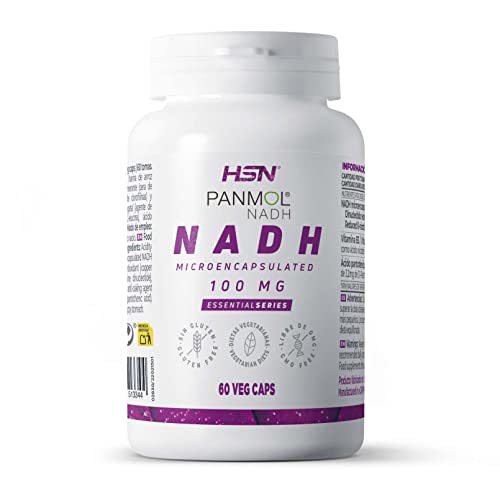 NADH 100 MG de HSN | 60 Cápsulas Vegetales Coenzima Nicotinamida Adenina Dinucleótido | Materia Prima: NADH microencapsulado (PANMOL®) | Alto Contenido Vitamina B3 | No-GMO, Vegetariano, Sin Gluten