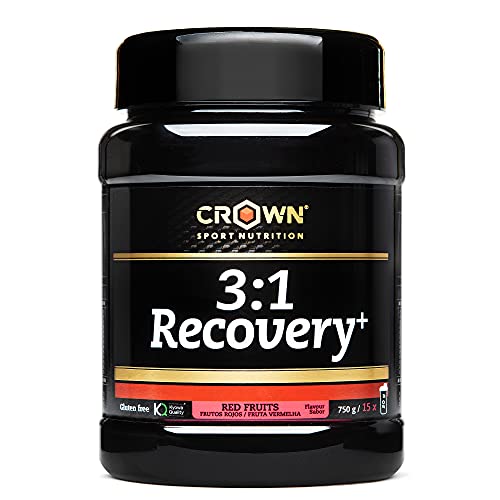 Crown Sport Nutrition 3:1 Recovery+ - Recuperador muscular con aislado de proteína Whey. Rápida asimilación y alto contenido en aminoácidos. (Frutos Rojos, Bote de 750g)