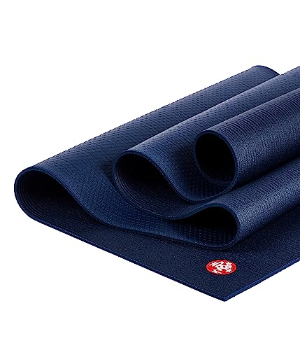 Manduka PRO Lite - Esterilla de yoga larga y ancha, ligera para mujeres y hombres, antideslizante, cojín para apoyo y estabilidad de las articulaciones, 4,7 mm de grosor, 200 cm x 132 cm, azul