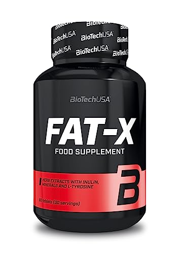 BioTechUSA FAT-X, Producto libre de estimulantes con extractos vegetales, inulina y HCA, con L-tirosina, 60 tabletas
