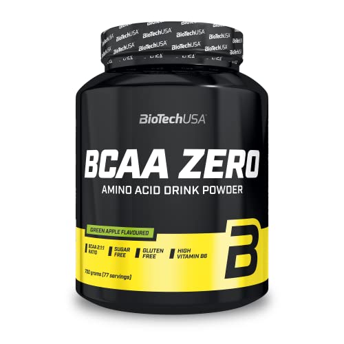 BioTechUSA BCAA Zero - Aminoácidos Esenciales en Polvo | 6g BCAA con L-Leucina Instantánea | Vegano | Sin Azúcar, Sin Lactosa, Sin Gluten, 700 g, Manzana