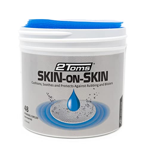 2Toms Skin-On-Skin Hydrogel Circles para ampollas, roces, picaduras, irritaciones y alivio del dolor en la piel, 48 círculos de 3 pulgadas.