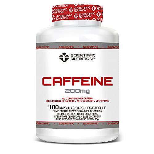 Scientiffic Nutrition - Caffeine, Pre Workout, Potente Quemagrasas de Cafeína 200mg, Estimula el Sistema Nervioso, Ayuda al Estudio y la Concentración - 100 Cápsulas