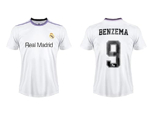 Roger's Camiseta de fútbol personalizada Karim Benzema. Camiseta número 9 2022 2023 Réplica oficial autorizada adulto niño., multicolor, M