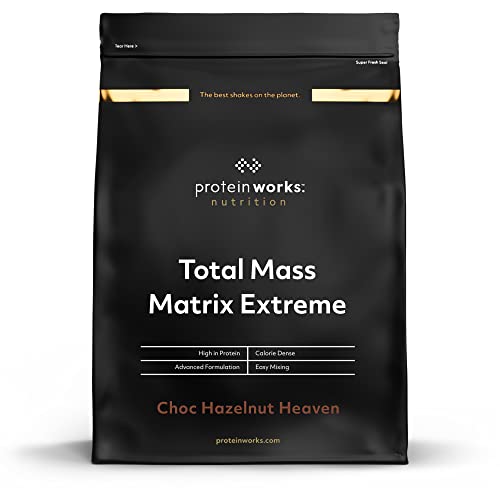 Protein Works| Total Mass Matrix Extreme Protein Powder | Masa Muscular | Alto en Calorías Para Ganar Masa | Con Glutamina, Creatina y Vitaminas | Paraíso de Chocolate con Avellanas | 1.325kg