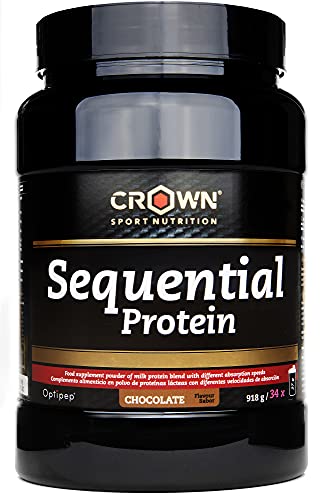 Crown Sport Nutrition Sequential Protein, Suplemento de proteína para antes de dormir para Deportistas, Sabor de Chocolate - 918 gr