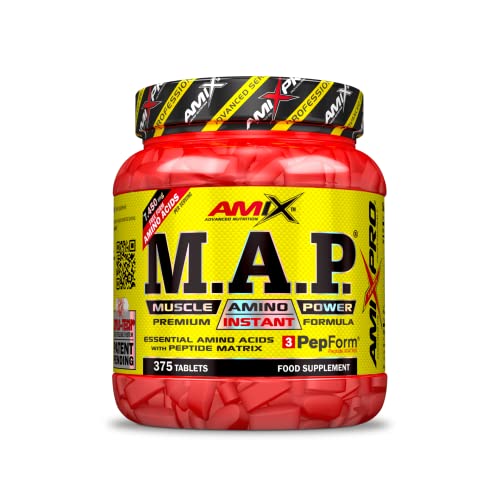 AMIX - Aminoácido en Tabletas Muscle Amino Power - Suplemento para Mantener y Aumentar la Masa Muscular - Gran Aporte de Proteínas para el Desgaste Muscular - 375 tabletas
