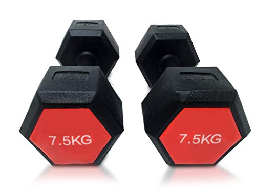 E-Deals Sports - Juego de 2 mancuernas de mano portátiles de 7,5 kg, mancuernas hexagonales para el hogar, aeróbico, gimnasio, entrenamiento (04. # 2 x 7,5 kg)