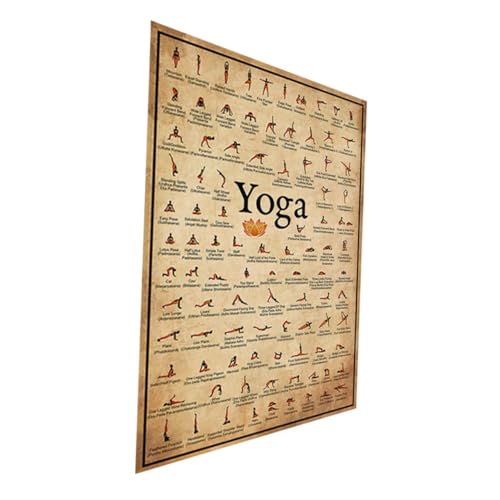 GRIRIW cartel de yoga tabla de posiciones de yoga cartel de la sala de yoga decoración cartel de entrenamiento cuadro de la pared del hogar reemplazable libro ilustrado pintura de la lona