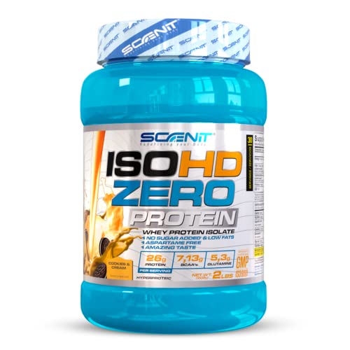 ISOHD Zero Protein - 100% whey protein isolate, proteinas whey para el desarrollo muscular - Proteinas para masa muscular con aminoácidos - proteinas whey isolate - 908 g (Galletas con nata)