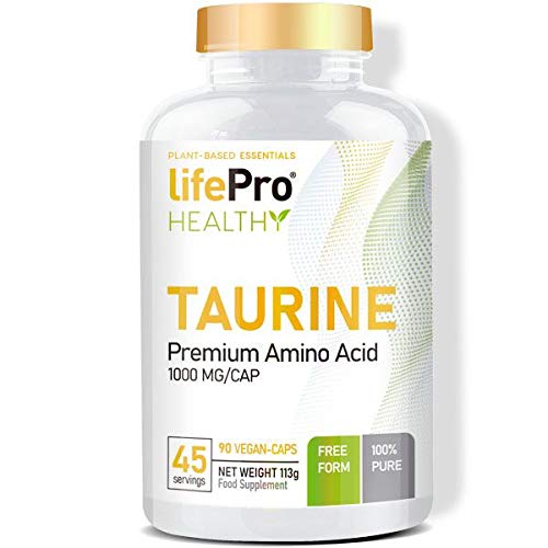 Life Pro Taurine 1000mg 90 Vegancaps | Taurina 1000 mg en cápsulas veganas | Polvo encapsulado | Efecto inmediato y duración máxima | Potente energizante | Elimina la fatiga