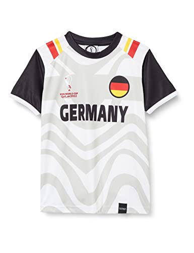 FIFA Manga Corta clásica Oficial de la Copa Mundial 2022-Alemania Camiseta, Blanco/Negro, 8-10 años para Niños