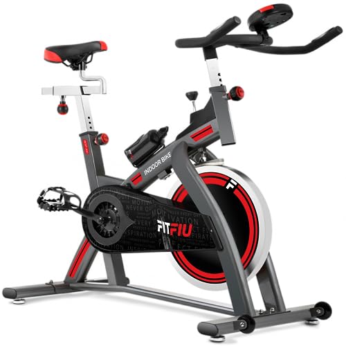 FITFIU Fitness BESP-300 - Bicicleta Indoor, bici fitness resistencia regulable con disco inercia 24kg, bici entrenamiento fitness con sillín ajustable, pulsómetro y pantalla LCD